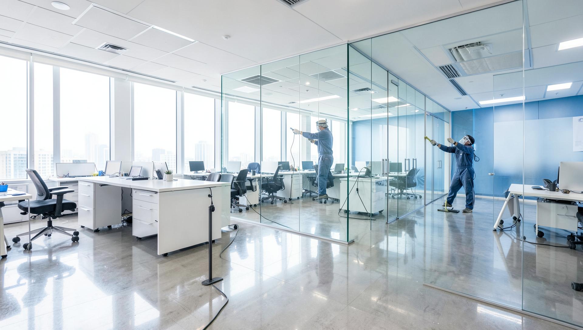 Bright professional office after commercial cleaning